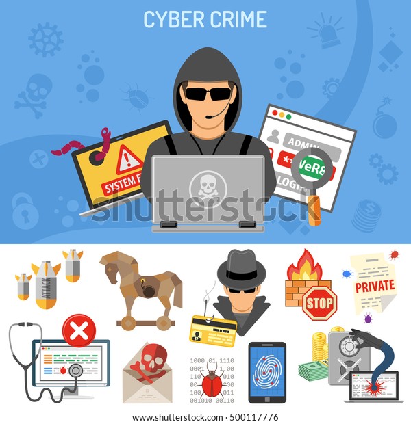 Cyber Crime Concept Flyer Poster Web Stock Vector (Royalty Free) 500117776