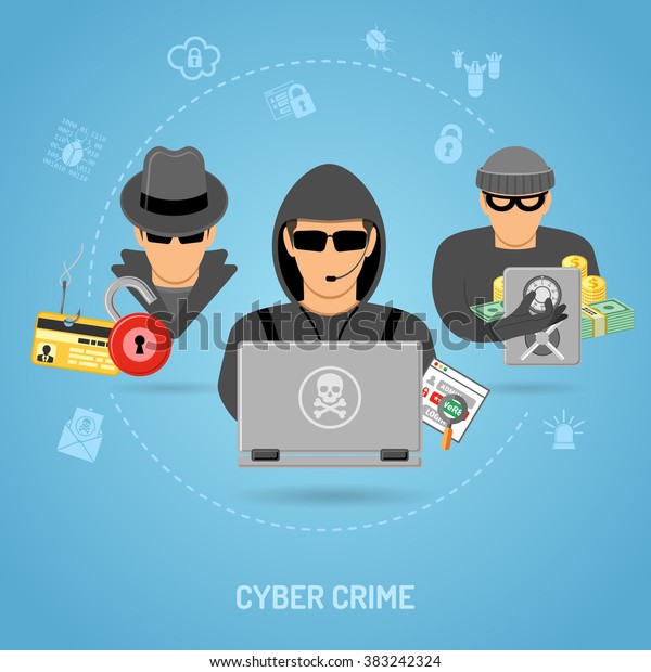 Cyber Crime Concept Icon Set Flyer Stock Vector (Royalty Free) 383242324