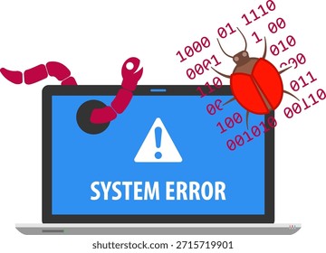 Cyber Crime Concept Internet Security e Cyber Crime Concept com ícone plano como vírus, worm e erro. Vetor para panfletos, pôsteres, sites e anúncios impressos.