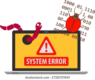 Cyber Crime Concept Internet Security e Cyber Crime Concept com ícone plano como vírus, worm e erro. Vetor para panfletos, pôsteres, sites e anúncios impressos.