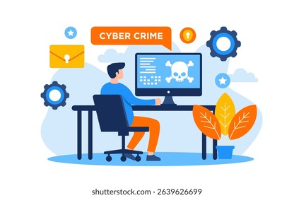 cyber crime Flat Concept Illustration