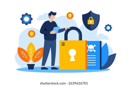 cyber crime Flat Concept Illustration