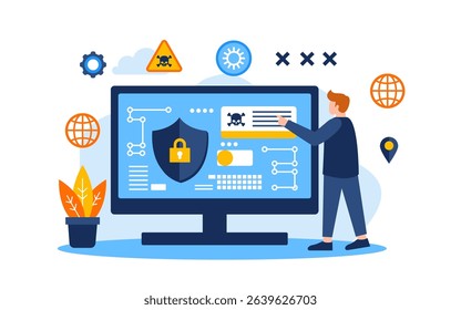 cyber crime Flat Concept Illustration