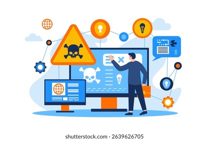 cyber crime Flat Concept Illustration