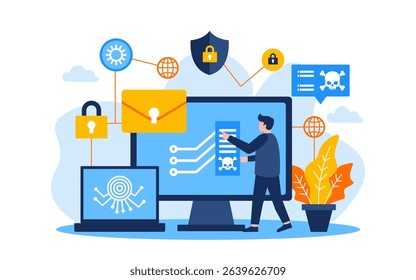 cyber crime Flat Concept Illustration
