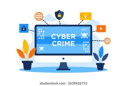 cyber crime Flat Concept Illustration