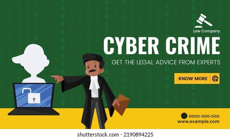 Cyber crime get the legal advice from experts landscape banner design template.