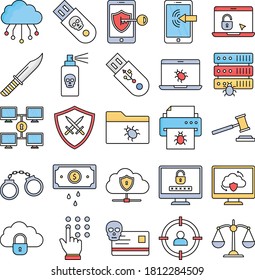 
Los iconos de Cyber Crime y Hacking Isoled Vector establecen que cada icono puede modificarse o editarse fácilmente
