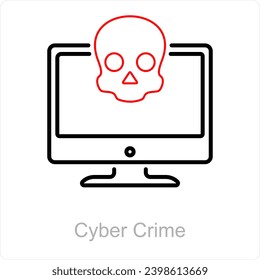 Cyber Crime and cyber icon concept