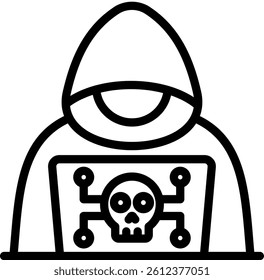 Cyber Crime Icon Outline Vector Illustration