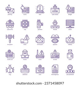 Cyber Crime icon pack for your website design, logo, app, and user interface. Cyber Crime icon basic line gradient design. Vector graphics illustration and editable stroke.