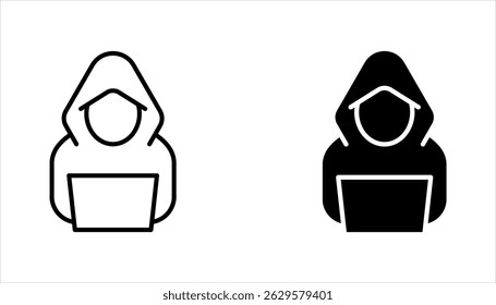 Cyber crime icon set. Cyber hackers attacks on computers, vector illustration on white background