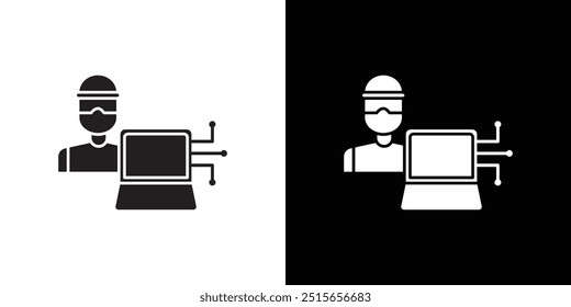 Cibercrime ícone Linha fina ilustração plana