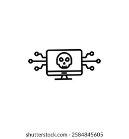 Cyber crime icon Thin line art isolated