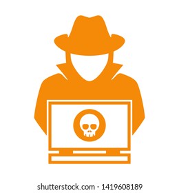 cyber crime icons, Hacker icons with bug virus crack worm spam isolated vector illustration - vector