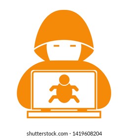 cyber crime icons, Hacker icons with bug virus crack worm spam isolated vector illustration - vector