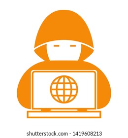 cyber crime icons, Hacker icons with bug virus crack worm spam isolated vector illustration - vector