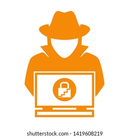 cyber crime icons, Hacker icons with bug virus crack worm spam isolated vector illustration - vector
