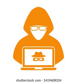 cyber crime icons, Hacker icons with bug virus crack worm spam isolated vector illustration - vector
