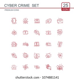 Cyber crime icons set vector 