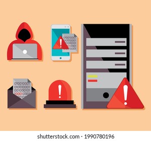 los delitos cibernéticos incluyen ataque móvil a hackers portátiles