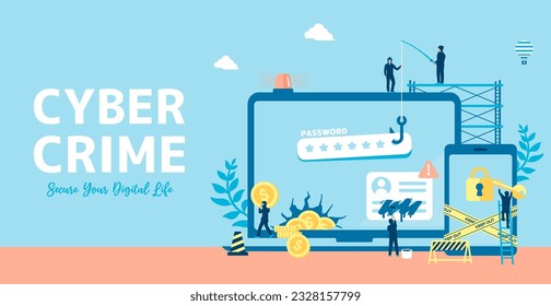 Cyber crime ( Internet security ) vector banner illustration
