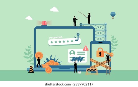Ciberdelito ( seguridad de Internet ) ilustración vectorial