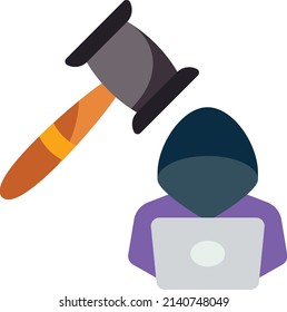 Cyber Crime Law Concept, Information Technology Act vector color icon design, Lawyer and Legal System symbol, Different Fields of Law Sign, Advocate and attorney stock illustration