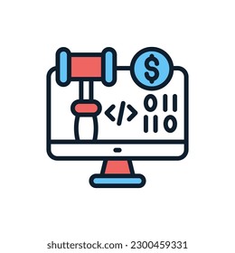 Icono de la ley de delitos informáticos en vector. Ilustración