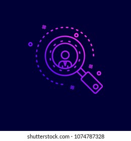 Cyber crime neon icon with blue background