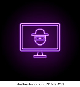 cyber crime outline icon. Elements of Security in neon style icons. Simple icon for websites, web design, mobile app, info graphics