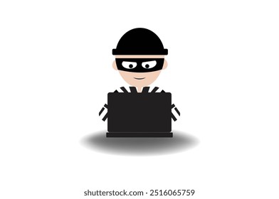 Cyber crime, thief, Computer hacking, the hacker vector illustration