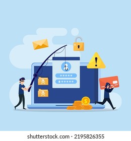 Cyber Crime, Vector concept of phishing scam. hacker attack and web security.