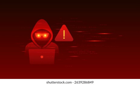 Cyber crime vector showing hacker criminal cybercrime fraud phishing malware scammer hacking.