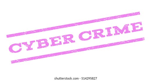 Cyber Crime watermark stamp. Text tag between parallel lines with grunge design style. Rubber seal stamp with dirty texture. Vector violet color ink imprint on a white background.