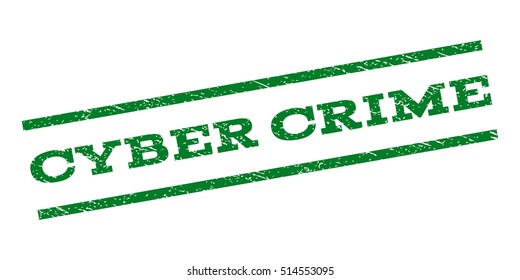 Cyber Crime watermark stamp. Text tag between parallel lines with grunge design style. Rubber seal stamp with dirty texture. Vector green color ink imprint on a white background.