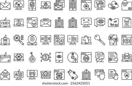 Cyber crimes icons High-Quality Vector Icons Collection with Editable Stroke. Ideal for Professional and Creative Projects.