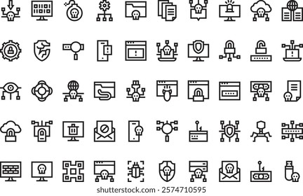 Cyber crimes icons High-Quality Vector Icons Collection with Editable Stroke. Ideal for Professional and Creative Projects