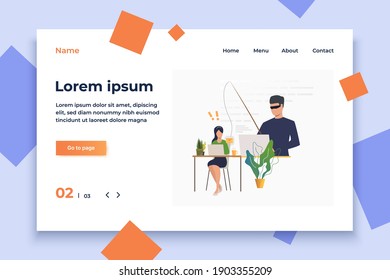 Ataques cibernéticos al servidor de correo electrónico. Barco de pesca con enganche. Concepto de ciberdelito. La ilustración vectorial puede utilizarse para ataques de hackers, protección de datos, phishing