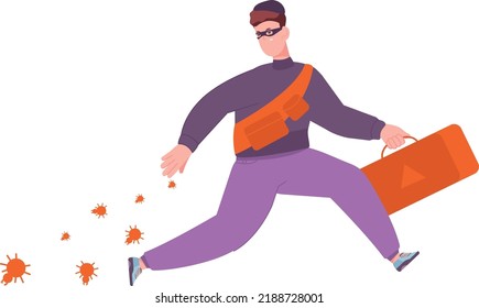 Cyber criminal spread bugs. Evil hacker character isolated on white background