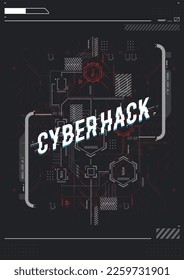Cyber culture, Cyberpunk futuristic poster. programming and virtual environments. hacking, Modern flyer for web and print. Tech Abstract poster template with HUD elements