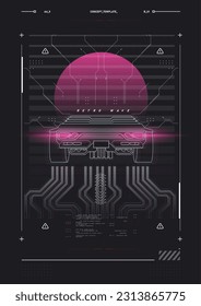 Cyber culture, Cyberpunk futuristic poster. programming and virtual environments. hacking, Modern flyer for web and print. Tech Abstract poster template with HUD elements