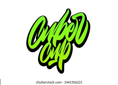 Cyber Cup. Handwritten vector lettering design. Vector calligraphy illustration isolated. Typography for banners, badges, postcard, t-shirt, prints, posters.