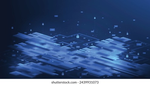 Cyber data protection concept. Technology for online data access defense against hacker and virus. Technology security concept.