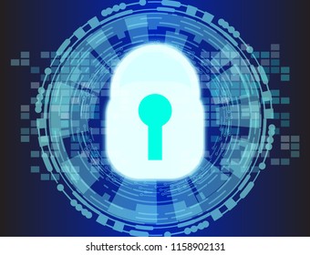Cyber data security.The high tech concept vector with the global security