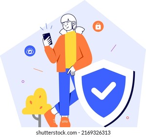 Cyber data security online concept illustration, internet security or information privacy and protection.