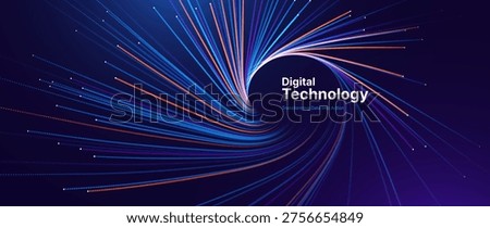 Cyber Data Transmission with Fiber Optic Lines and AI Light Particles. Visual Concept for Explaining High-Speed Broadband and Network Solutions.
