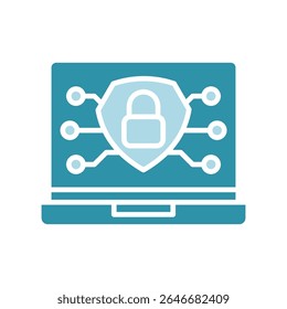Cyber Defense dual tone blue color, mini illustration icon. use for modern concept, print, UI, UX kit, web and app development. Vector related to risk management, business, finance.