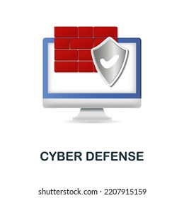 Cyber Defense icon. 3d illustration from cybercrime collection. Creative Cyber Defense 3d icon for web design, templates, infographics and more