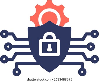Cyber Defense Icon Glyph Color Vector Illustration